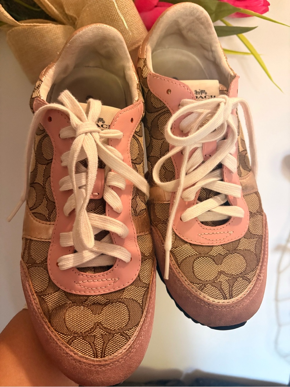 Coach Pink Logo-Print Women's Sneakers